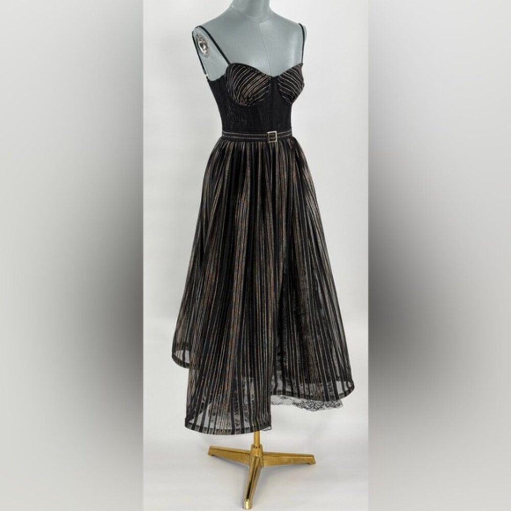 🆕 PATBO 🧿 NWOT Prism Lace & Lurex Metallic Thread Midi-Dress, Sz BR 36 US 4 - Picture 4 of 15